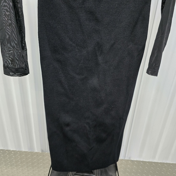 Express Cocktail & Party Body Contour Mesh Crew Neck Long Sleeve Midi - Picture 5 of 8